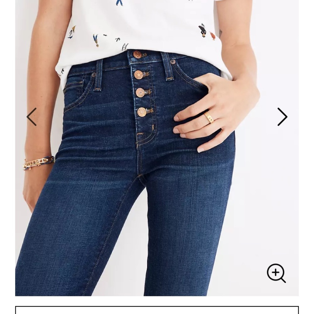 Madewell 9” mid rise skinny jeans button front